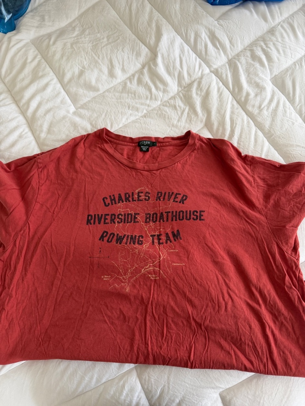 Vintage J crew Charles River Red Riverside Boathouse Rowing Team Tee
